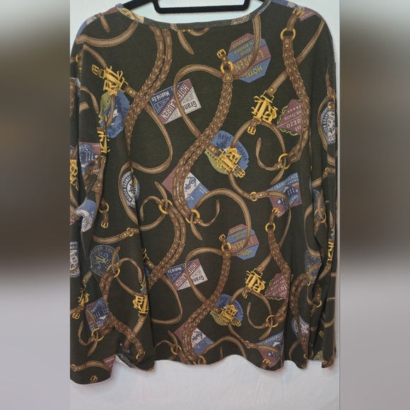 Lauren Ralph Lauren Equestrian Travel Logo Print Preppy Long Sleeve Shirt 3X - Picture 8 of 8
